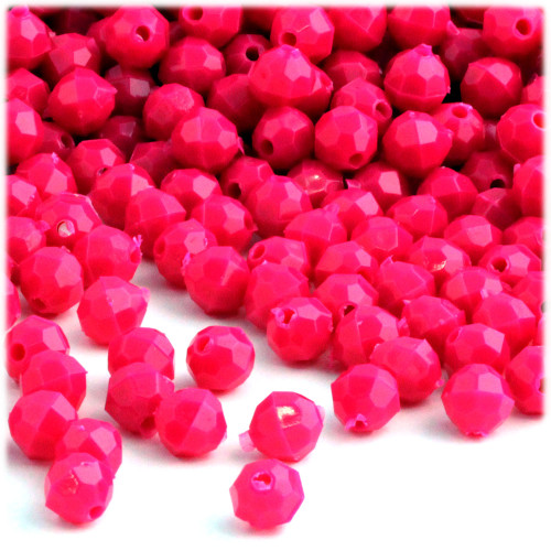 Plastic Faceted Beads, Opaque, 8mm, 1,000-pc