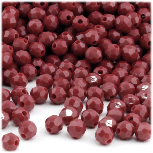 Plastic Faceted Beads, Opaque, 8mm, 1,000-pc, Burgundy