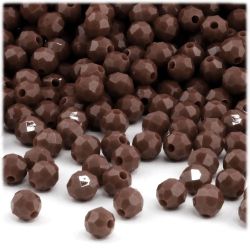 Plastic Faceted Beads, Opaque, 8mm, 1,000-pc, Brown