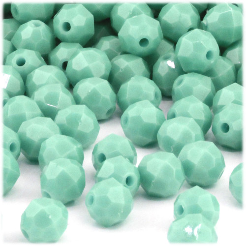 Plastic Faceted Beads, Opaque, 10mm, 100-pc, Turquoise