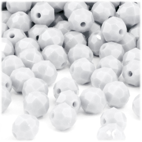 Plastic Faceted Beads, Opaque, 10mm, 1,000-pc, White