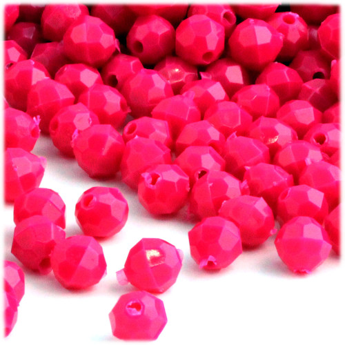 Plastic Faceted Beads, Opaque, 10mm, 1,000-pc, Hot Pink