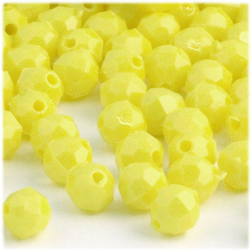 Plastic Faceted Beads, Opaque, 12mm, 100-pc, Yellow