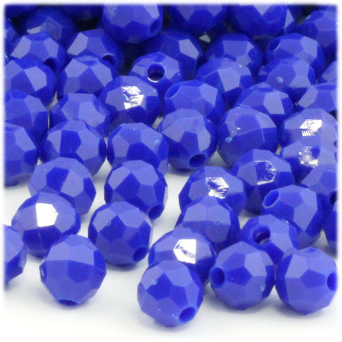 Plastic Faceted Beads, Opaque, 12mm, 100-pc, Royal Blue