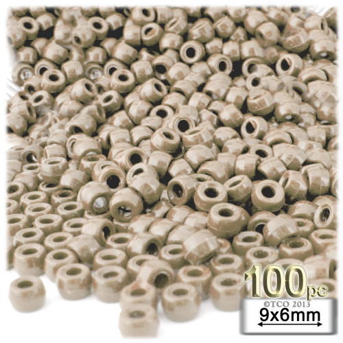 Pony Beads, Opaque, 6x9mm, 100-pc, Tan Pony Beads, Opaque, 6x9mm, 100-pc, Tan