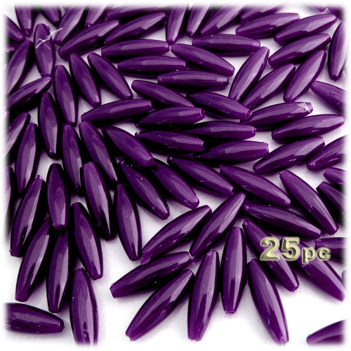 Plastic Speghetti Beads, Opaque, 19x6mm, 25-pc, Purple