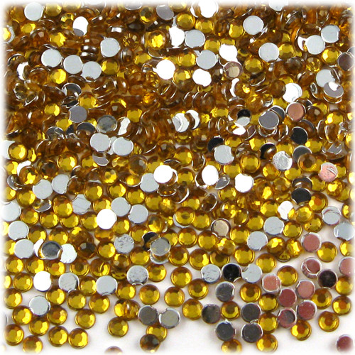 Rhinestones, Flatback, Round, 4mm, 288-pc, Golden Yellow