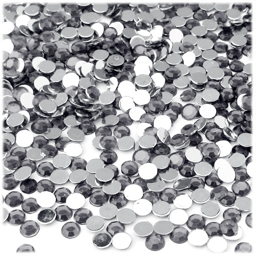 Rhinestones, Flatback, Round, 5mm, 10,000-pc, Charcoal Gray