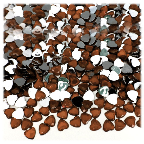 Rhinestones, Flatback, Heart, 6mm, 144-pc, Beer Brown