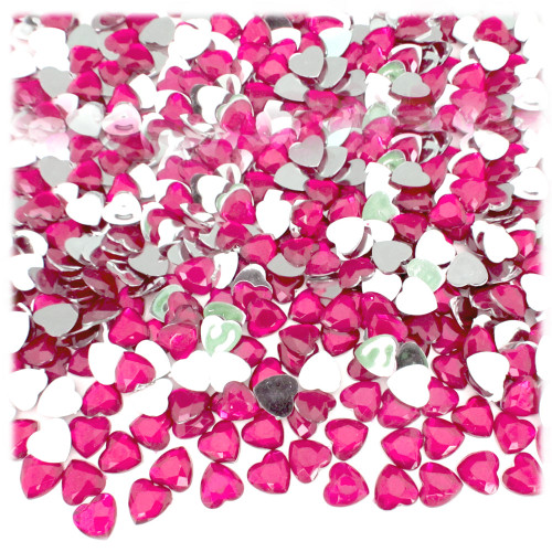 Rhinestones, Flatback, Heart, 6mm, 1,000-pc, Hot Pink