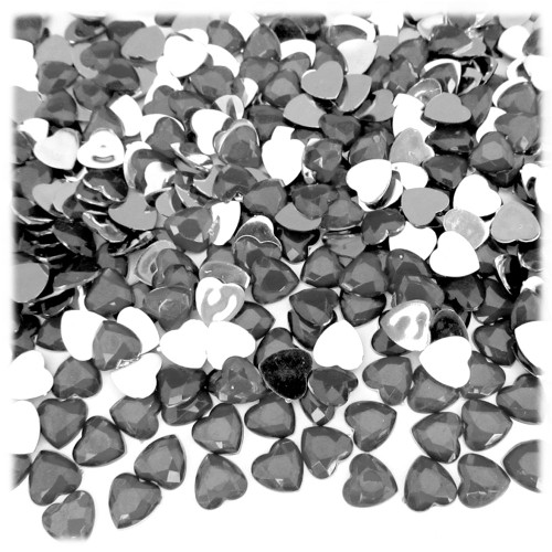 Rhinestones, Flatback, Heart, 8mm, 1,000-pc, Charcoal Gray