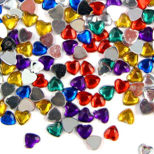 Rhinestones, Flatback, Heart, 8mm, 1,000-pc, Mixed Colors