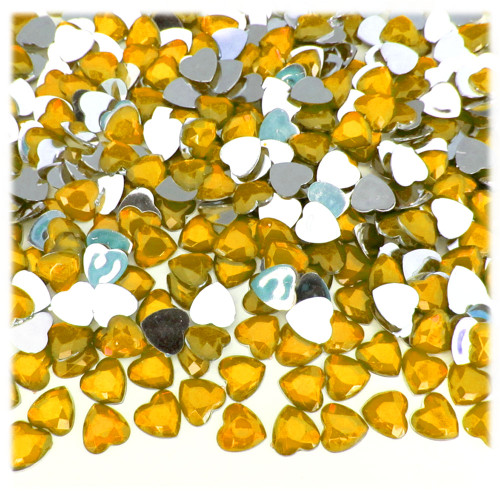 Rhinestones, Flatback, Heart, 8mm, 1,000-pc, Golden Yellow