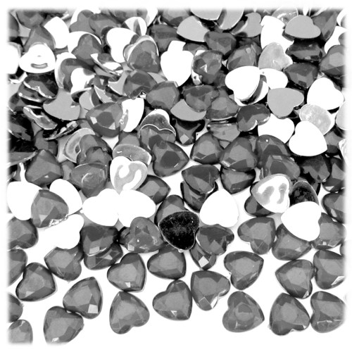 Rhinestones, Flatback, Heart, 10mm, 1,000-pc, Charcoal Gray