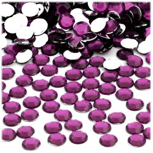 Rhinestones, Flatback, Round, 8mm, 1,000-pc, Purple (Amethyst)