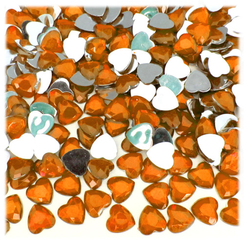 Rhinestones, Flatback, Heart, 10mm, 1,000-pc, Orange