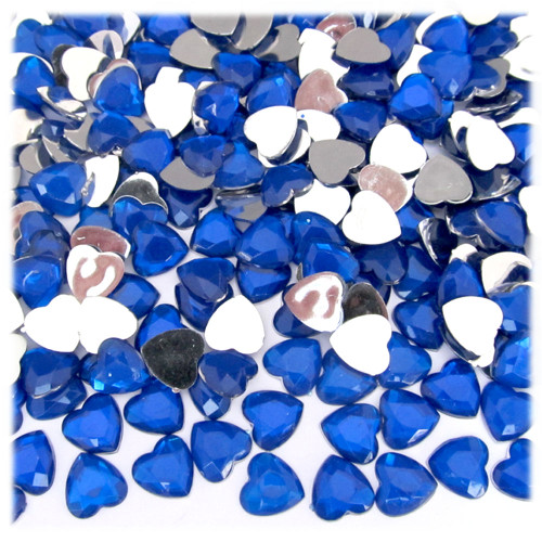 Rhinestones, Flatback, Heart, 10mm, 144-pc, Royal Blue