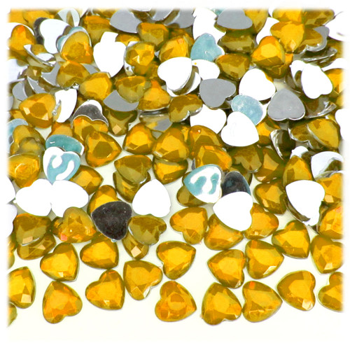 Rhinestones, Flatback, Heart, 10mm, 1,000-pc, Golden Yellow