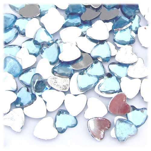 Rhinestones, Flatback, Heart, 12mm, 144-pc, Light Baby Blue