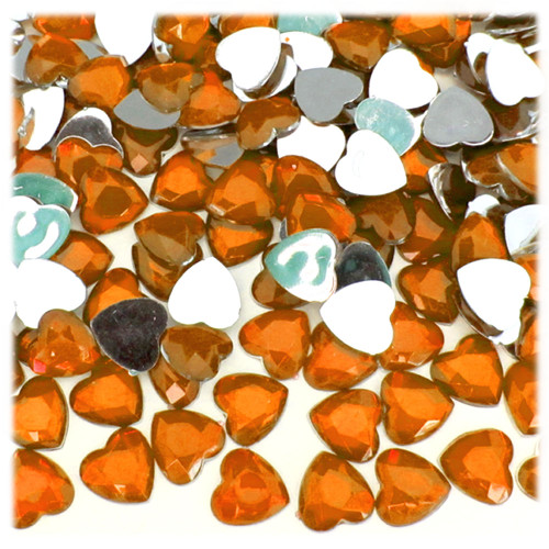Rhinestones, Flatback, Heart, 12mm, 1,000-pc, Orange