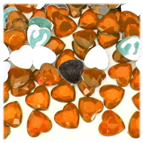 Rhinestones, Flatback, Heart, 14mm, 1,000-pc, Orange