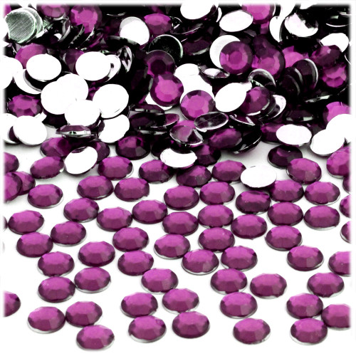 Rhinestones, Flatback, Round, 7mm, 10,000-pc, Purple (Amethyst)