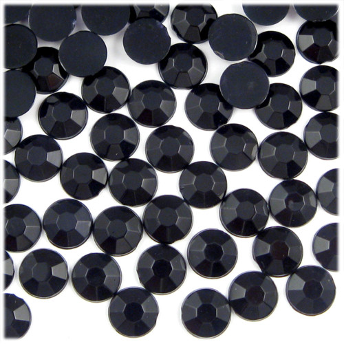 Rhinestones, Flatback, Round, 8mm, 144-pc, Jet Black