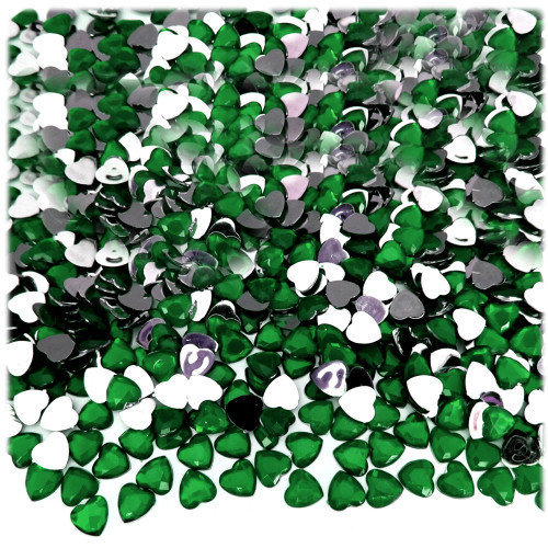 Rhinestones, Flatback, Heart, 4mm, 1,000-pc, Emerald Green