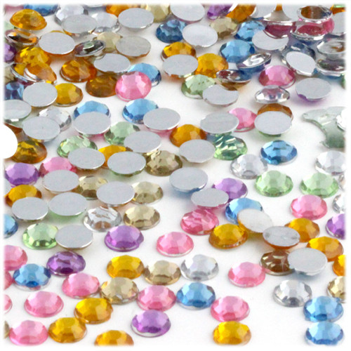 Rhinestones, Flatback, Round, 8mm, 144-pc, Pastel Assortment