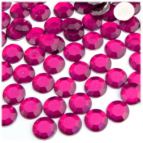 Rhinestones, Flatback, Round, 10mm, 144-pc, Fuchsia