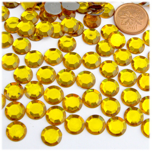 Rhinestones, Flatback, Round, 10mm, 144-pc, Golden Yellow