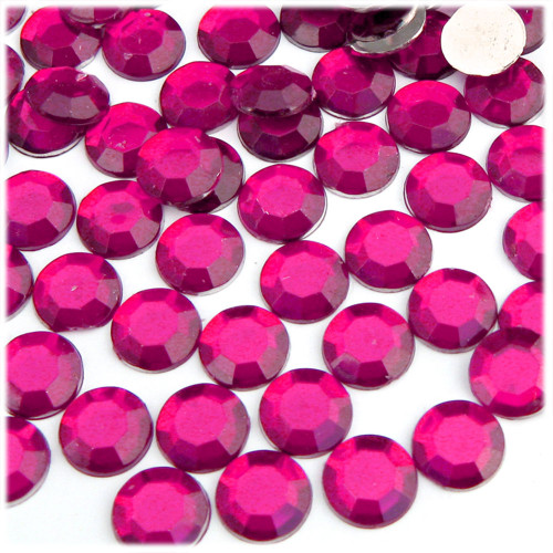 Flatback Rhinestones, Faceted Round, 5mm, 144-pc, Hot Pink