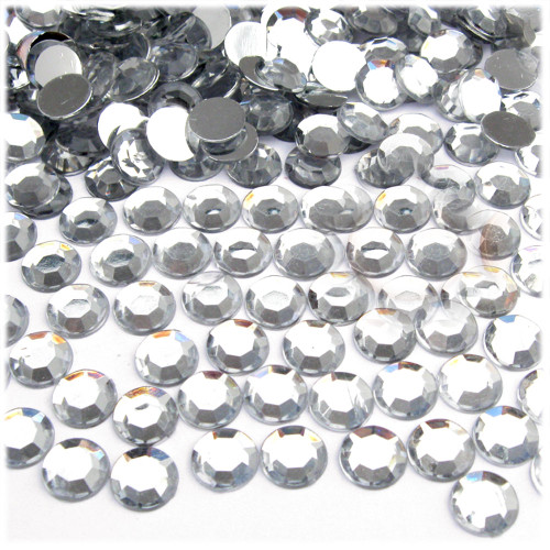 Rhinestones, Flatback, Round, 8mm, 1,000-pc, Clear