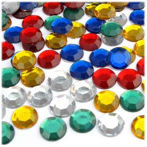 Rhinestones, Flatback, Round, 12mm, 144-pc, Mixed Colors