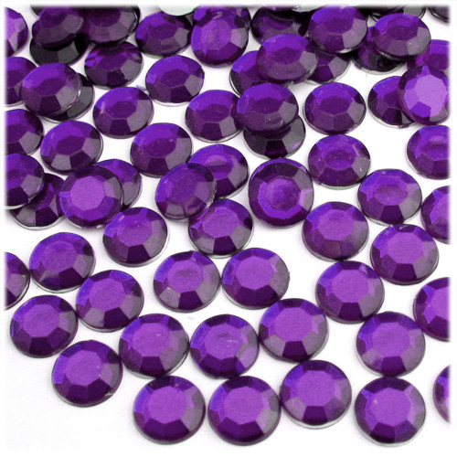 Rhinestones, Flatback, Round, 12mm, 144-pc, Purple, Amethyst