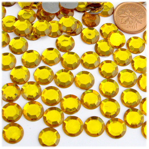 Rhinestones, Flatback, Round, 12mm, 144-pc, Golden Yellow