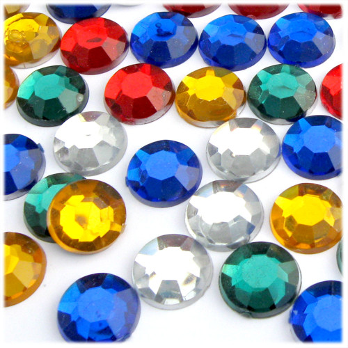 Rhinestones, Flatback, Round, 16mm, 144-pc, Mixed Colors