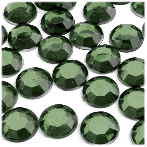 Rhinestones, Flatback, Round, 16mm, 144-pc, Olive Green