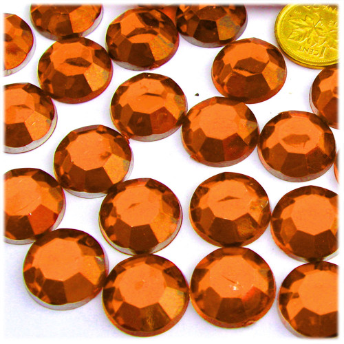 Rhinestones, Flatback, Round, 16mm, 1,000-pc, Orange