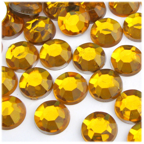 Rhinestones, Flatback, Round, 16mm, 1,000-pc, Golden Yellow RHN-16RN-FCT-YLW-1K