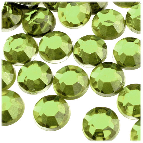 Rhinestones, Flatback, Round, 18mm, 144-pc, Peridot or Light Green