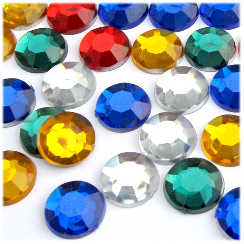 Rhinestones, Flatback, Round, 18mm, 144-pc, Mixed Colors