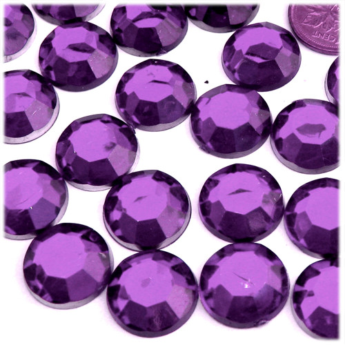 Rhinestones, Flatback, Round, 18mm, 1,000-pc, Purple or Amethyst
