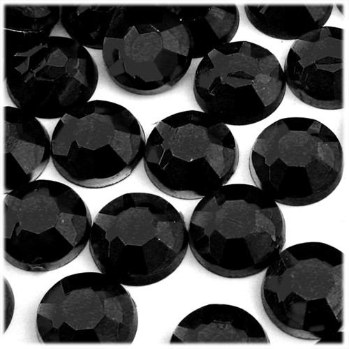 Rhinestones, Flatback, Round, 20mm, 144-pc, Jet Black