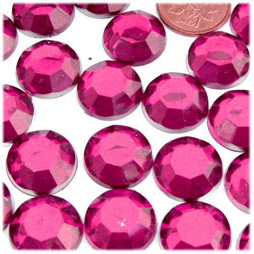 Rhinestones, Flatback, Round, 20mm, 144-pc, Hot Pink