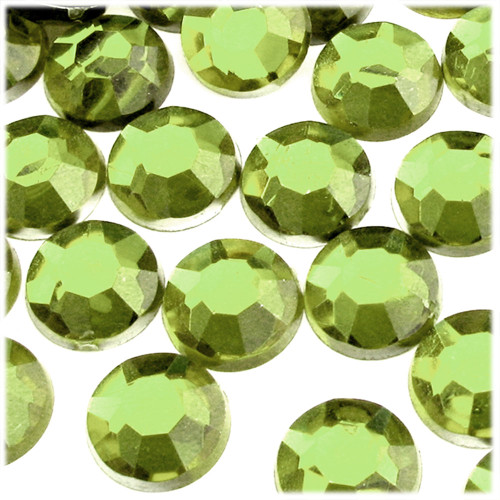 Rhinestones, Flatback, Round, 20mm, 144-pc, Peridot or Light Green