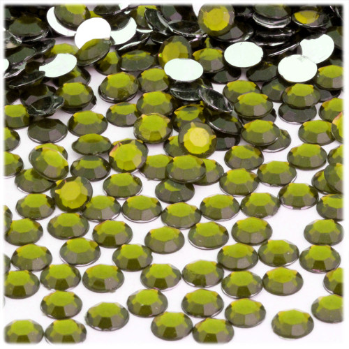 Rhinestones, Flatback, Round, 8mm, 144-pc, Olive Green