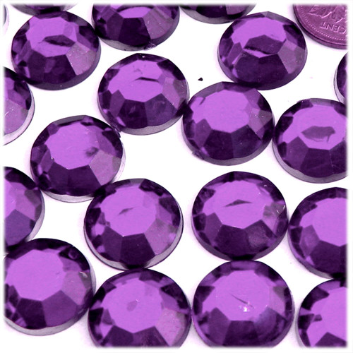 Rhinestones, Flatback, Round, 20mm, 72-pc, Purple (Amethyst)