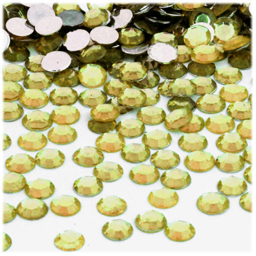 Rhinestones, Flatback, Round, 8mm, 144-pc, Champagne Yellow