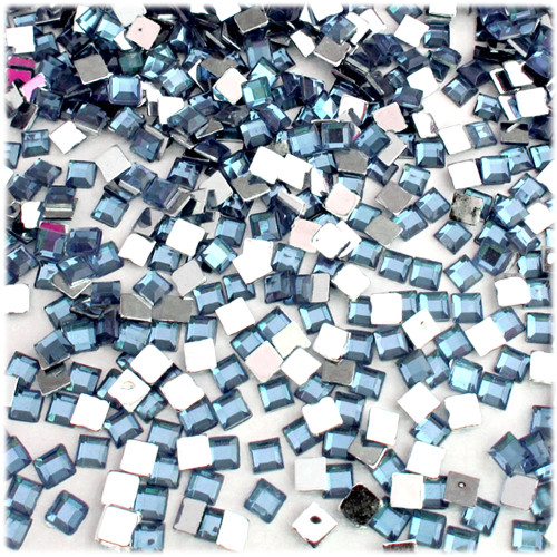 Rhinestones, Flatback, Sqaure, 6mm, 1,000-pc, Light Baby Blue